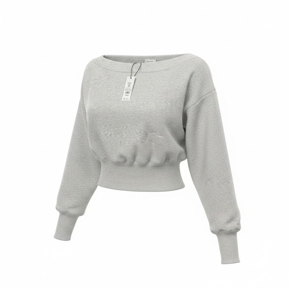 Garage Soft Terry Rib Off Shoulder Sweatshirt XS Spring Grey Mix 100099811